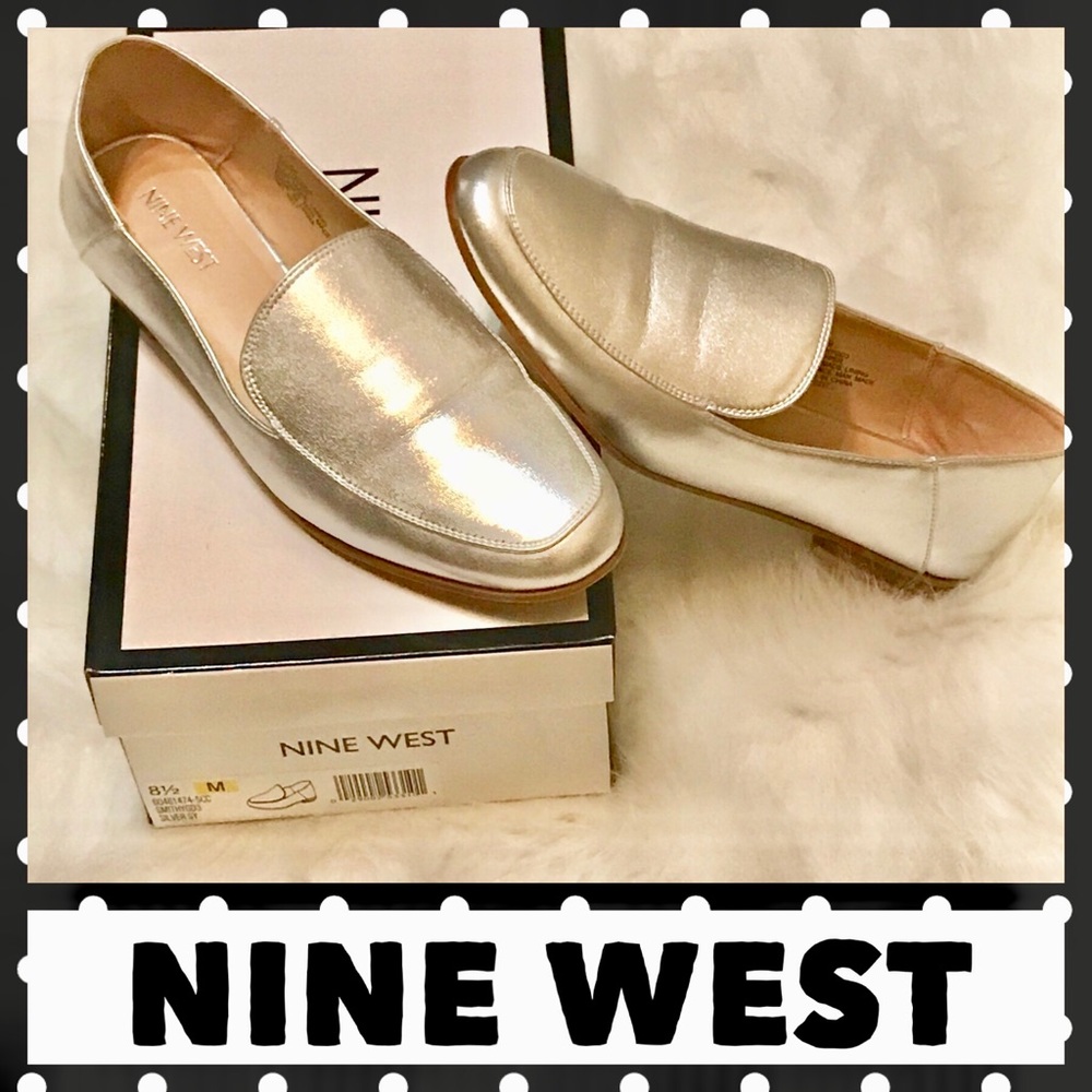 Nine West Silver Metallic Flat Loafers